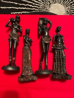Set of 4 Vintage African Women Statuettes
